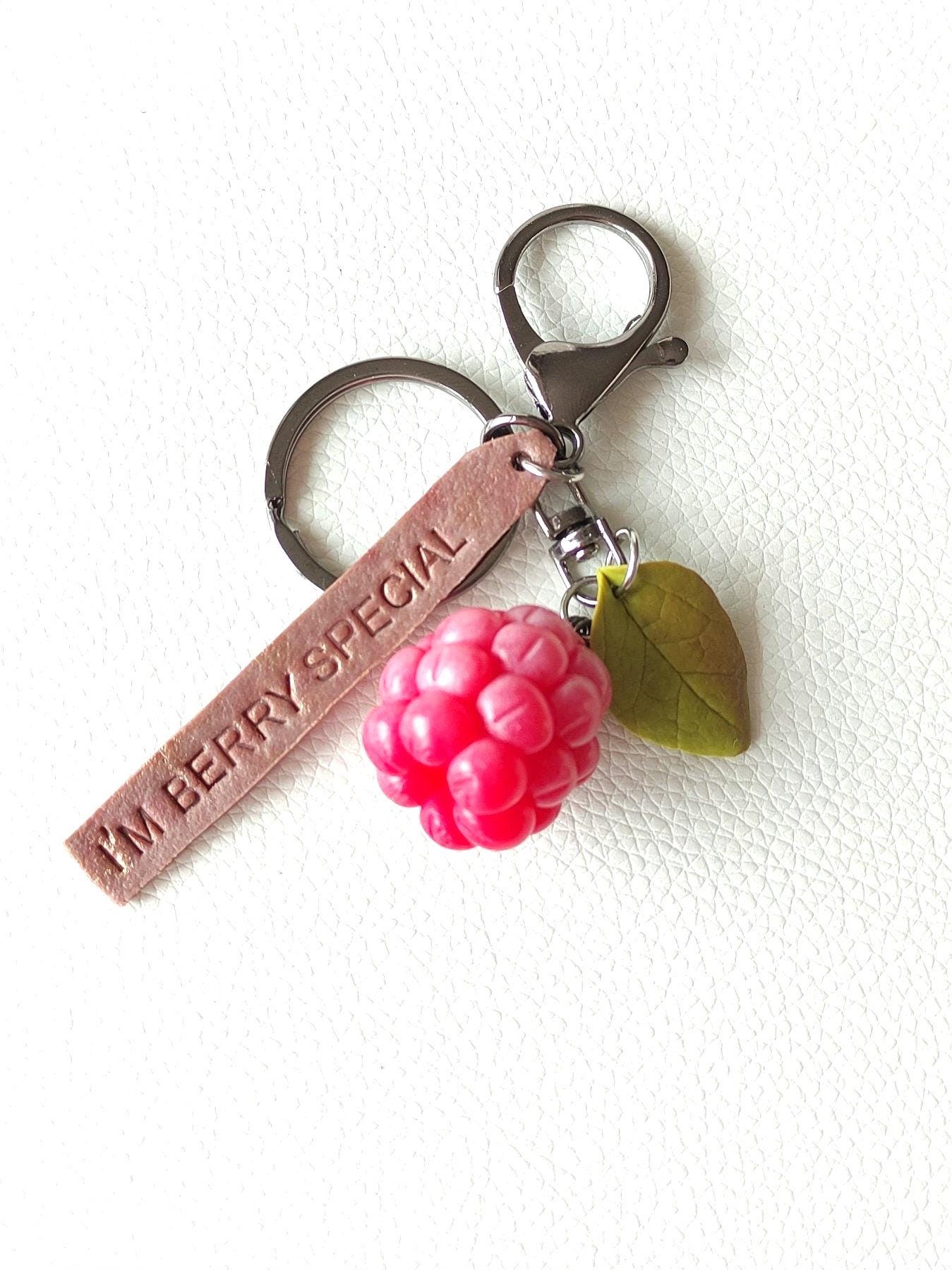 Handmade Big Raspberry Keychain, Raspberry Bag Charm, Berry Purse Charm ...