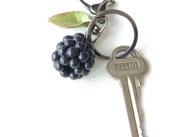 Handmade Big Blackberry keychain, Blackberry bag charm, Berry purse charm, berry keyring, Nature inspired jewelry, Birthday gift, Fun gift.