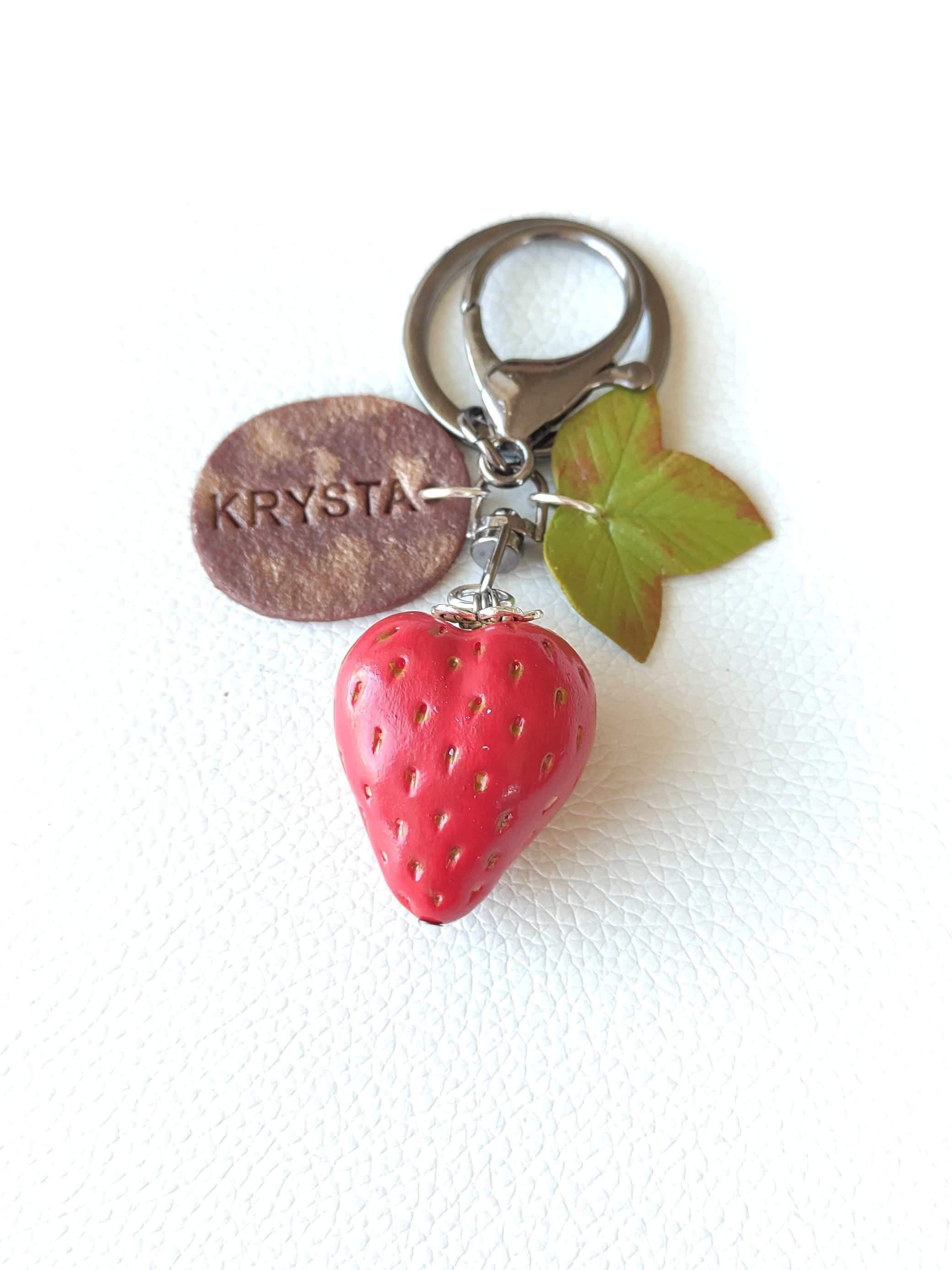 Handmade Strawberry Keychain, Strawberry Bag Charm, Berry Purse Charm ...