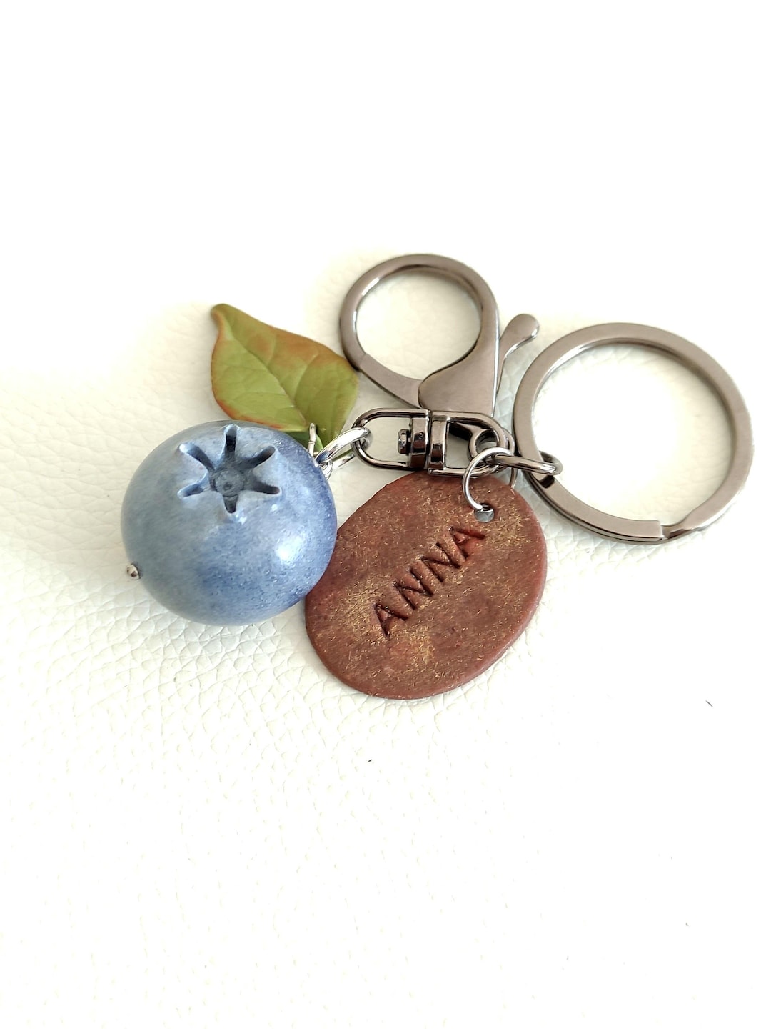 Handmade Personalized Blueberry Keychain, Blueberry Bag Charm, Berry ...