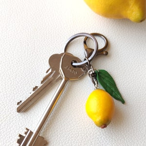 Handmade personalized lemon keychain, Lemon bag charm, Fruit accessories, Mood booster gift, Fun gift, Gift for colleague, Gift for friend.