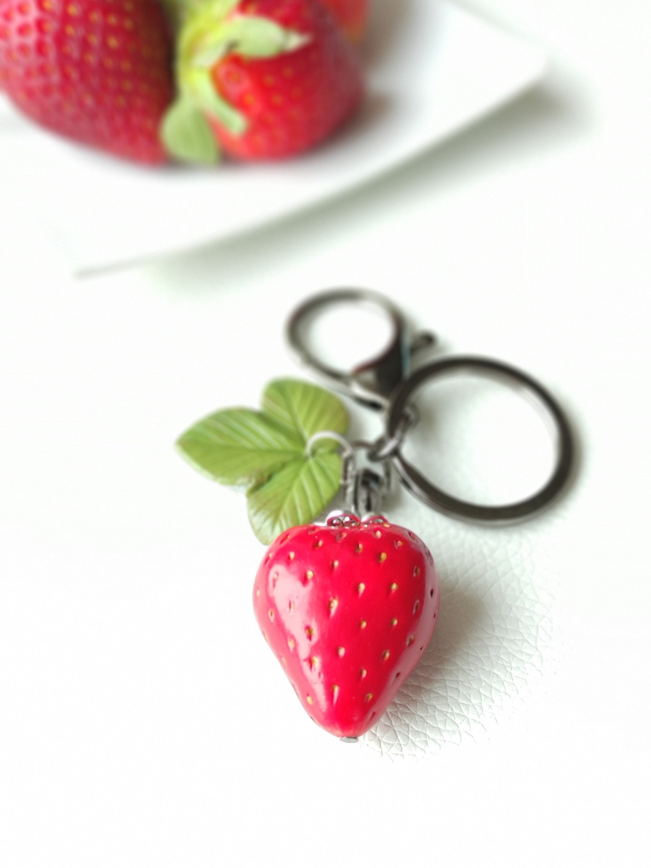 Handmade Berry Keychain, Berry Bag Charm, Berry Purse Charm