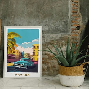 Havana Travel Poster – Digital Download | Vintage Cuban Print | Retro Car & Cityscape Wall Art