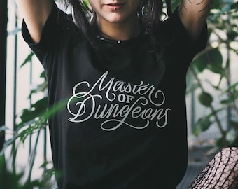 DM design shirt DnD, Master of Dungeons tshirt, Dungeon Master hand drawn art flourish calligraphy design