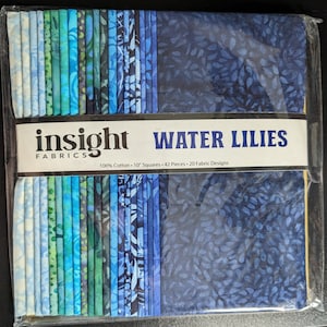 Insight Fabrics Water Lilies Layer Cake 10" Batik Cotton Fabric Squares 42pc