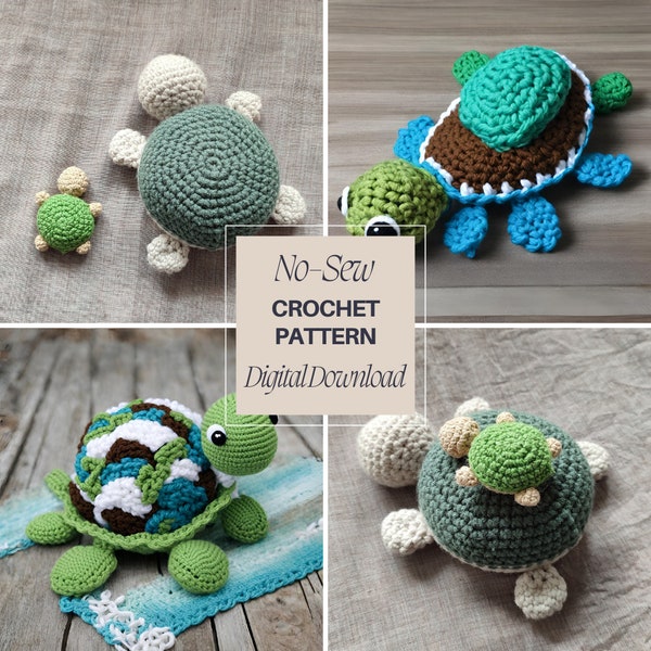 No Sew Crochet Sea Turtle-Digital Download Pattern-Beginner Friendly Pattern!