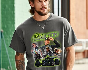 Lewis Hamilton Garment-Dyed T-shirt, F1 Fan Shirt, LH44 Tee, Gift for Formula 1 Fans, Formula One Champion T-shirt