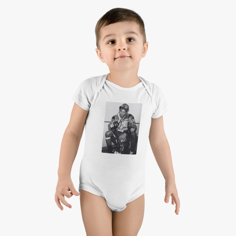 Kobe Bryant Faded Unisex Onesie® Organic Baby Bodysuit, Kobe Lovers, Mamba Gift for Parents image 1