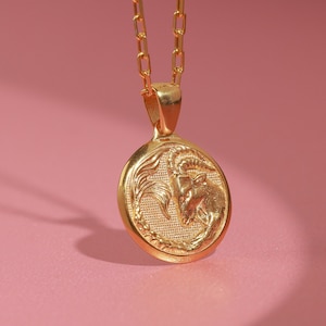 母親への山羊座 14K ゴールドネックレス、誕生日プレゼント用の 925 スターリングシルバーの山羊座ペンダント、ガールフレンドへのエレガントな星占いギフト