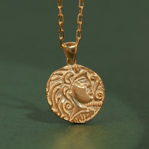 Ancient Roman coin women necklace for birthday elegant gift, Ancient Rome coin pendant in 925 silver or 14K gold, Minimalist necklace