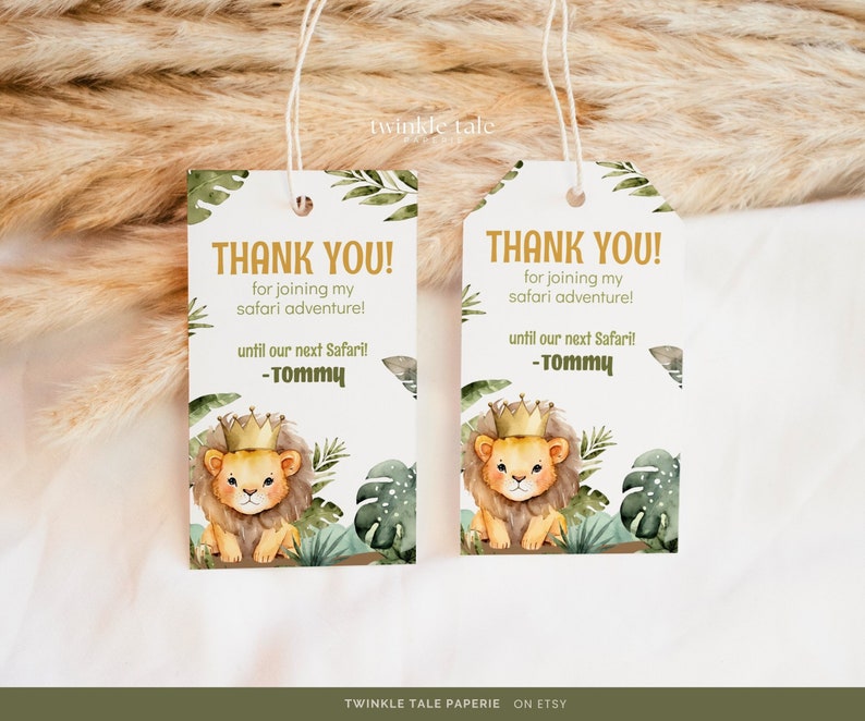 Safari Birthday Thank You Tag Birthday Favor Tag Editable Favor Tag