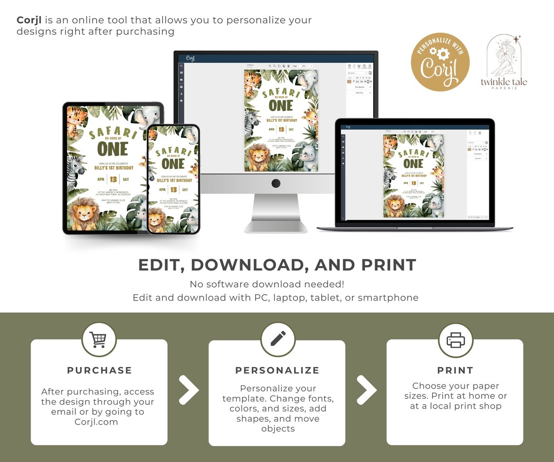 Safari Birthday Thank You Tag Birthday Favor Tag Editable Favor Tag