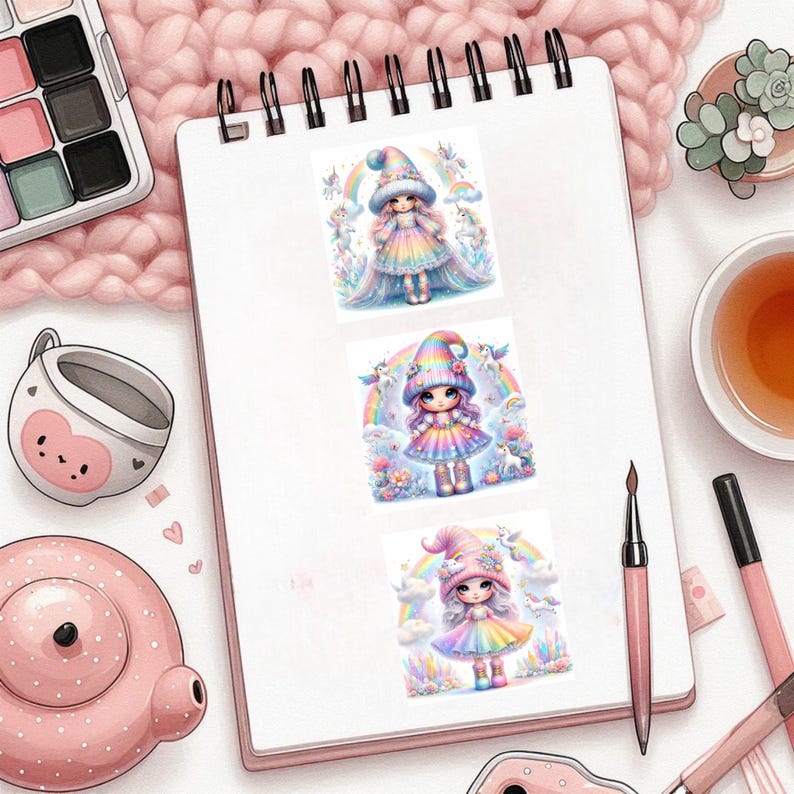 Unicorn Valley Gnome Clipart | 12 Jpegs | Fantasy Magical Gnome Art ...