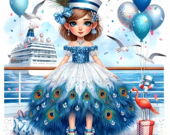 Cruise Ship Gnome Clipart: Nautical Vacation Art (10 JPEG Files)