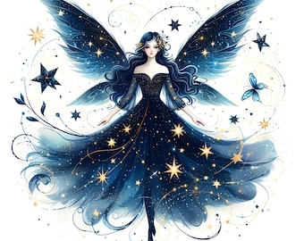 Celestial Fairies Clipart, Set of 16 High-Resolution JPEG & SVG Files, Magical Fairy Clipart, Fantasy Art , Mystical Fairies #2