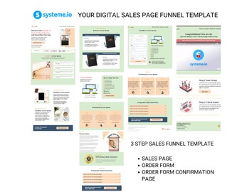 Plantilla de página de ventas PLR de Systeme.io, página de destino, plantilla de embudo de ventas de Systeme.io Plantilla de Systeme.io, página de destino, PLR, paleta fresca y limpia