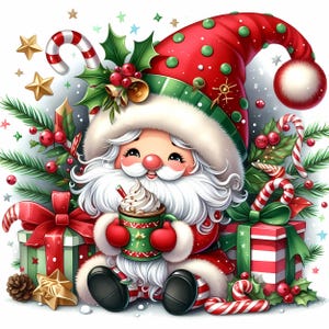 Christmas Gnome Clipart: Festive Holiday JPEG Graphics (Digital Download, 10pc Set)