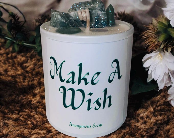 Make A Wish !/Green Aventurine Crystal/ Coconut Soy wax/Birthdaygift