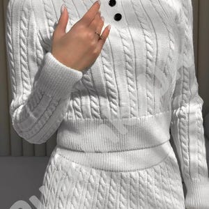 White Knit Suit Etsy
