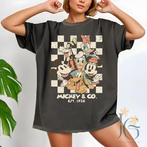 Vintage Mickey & Co Est 1928 Checkered Shirt, Disney Vacation Shirt, Mickey And Friends Shirt, Disney Family Vacation Shirts