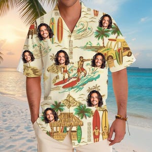 Custom Face Hawaiian Shirts Personalized Men Hawaiian Button Up Shirts Custom Face Shirts Summer Gifts Anniversary, Birthday, Vacation Gifts