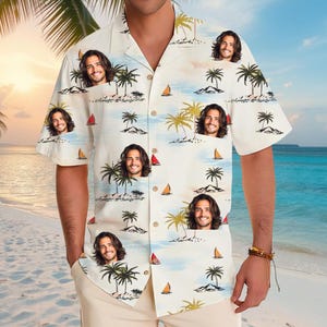Custom Face Hawaiian Shirts Personalized Men Hawaiian Button Up Shirts Custom Face Shirts Summer Gifts Anniversary, Birthday, Vacation Gifts