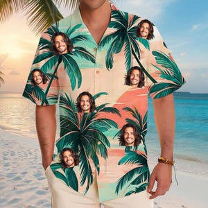 Custom Face Hawaiian Shirts Personalized Men Hawaiian Button Up Shirts Custom Face Shirts Summer Gifts Anniversary, Birthday, Vacation Gifts