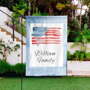 Patriotic Garden Flag, Patriotic Yard Decor, Fourth of July Garden Flag, Personalized Garden Flag, Red White and Blue House Banner, RV Gift