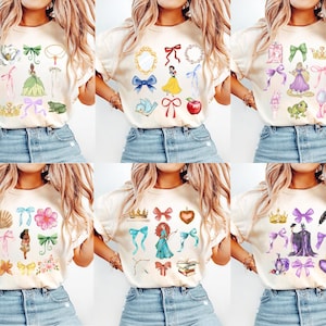 Disney Princess Shirt, Disney Princess Birthday Shirt, Watercolor Disney Princess T-Shirt, Princess Matching Tee, Tiana, Ariel, Tinkerbell
