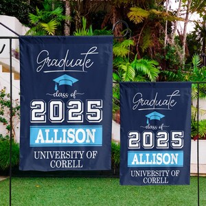 Personalized Graduation Garden Flag w/ Name & School Name - 2 Sizes - Outdoor Graduation Decoration 2025 - Class of 2025 Yard Sign