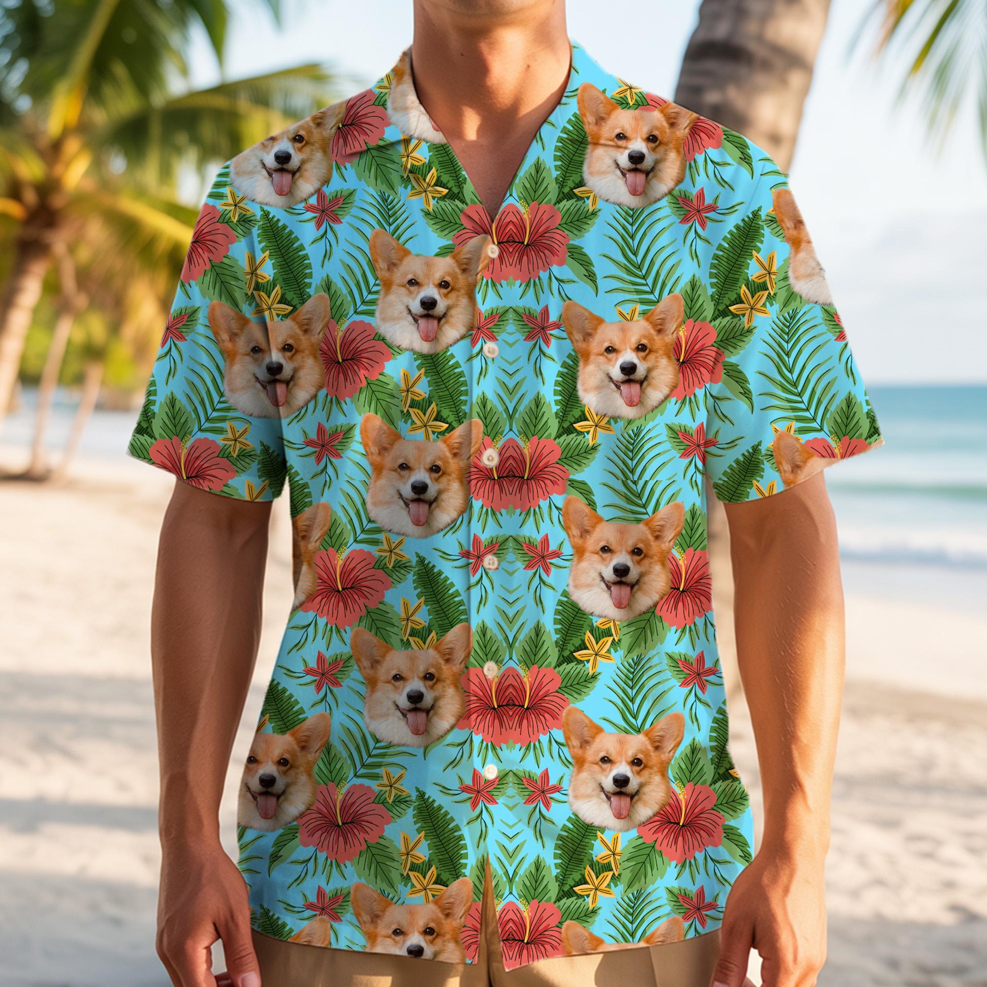 Personalized Hawaiian Shirt with Face,Custom Hawaiian Shirt with Photo,Custom hawaiian shirt logo text,All Over Print Father's Day Shirts