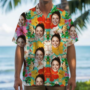 Personalized Photo Hawaiian Shirt Custom Dog Cat Face Holiday Tropical Pattern Shirt for Men Women Birthday Bachelor Party Gift Summer Gift