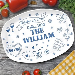 Custom Wedding Gift for Couple, Personalized Bridal Gift with Names, Date & Location, Unique Wedding Decor Plate, Wedding Keepsake