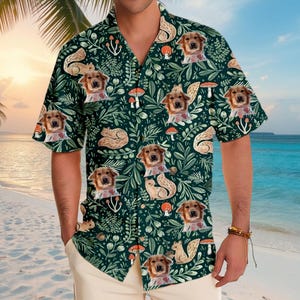 Personalized Photo Hawaiian Shirt Custom Dog Cat Face Holiday Tropical Pattern Shirt for Men Women Birthday Bachelor Party Gift Summer Gift