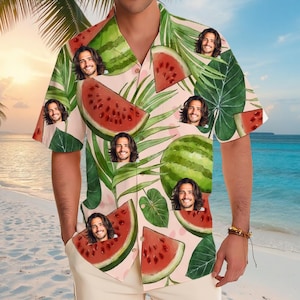 Custom Face Hawaiian Shirts Personalized Men Hawaiian Button Up Shirts Custom Face Shirts Summer Gifts Anniversary, Birthday, Vacation Gifts