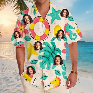 Custom Face Hawaiian Shirts Personalized Men Hawaiian Button Up Shirts Custom Face Shirts Summer Gifts Anniversary, Birthday, Vacation Gifts
