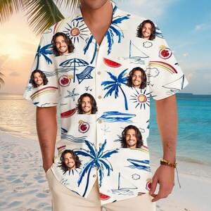 Custom Face Hawaiian Shirts Personalized Men Hawaiian Button Up Shirts Custom Face Shirts Summer Gifts Anniversary, Birthday, Vacation Gifts