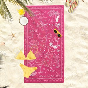 Custom Bachelorette Party Pool Towel Personalized Beach Towel Daisy Beach Towel Custom Name Beach Towel Kids Birthday Gift Bridesmaid Gift