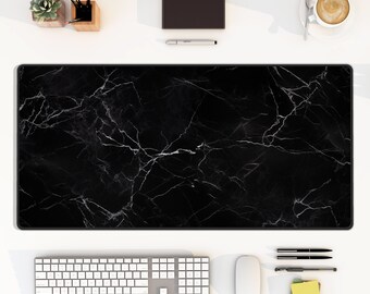 Mousepad Marble Black, Luxury Desk Mat Marble Aesthetic Black Elegant Mouse Pad Black Aesthetic Laptop Desk Pad Marble Office Decor Cute