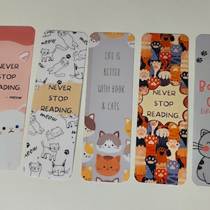 Cat Bookmark Set – double-sided & laminated | Gift for bookworms, cat lovers