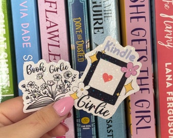 Book girlie/kindle girlie holographic sticker