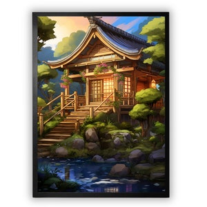 Cartel caprichoso de la casa de té, impresión de tienda japonesa, estilo Ghibli, casa de té, arte de la pared, hogar, decoración, regalos, oriental, A1 A2 A3 A4