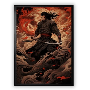 Shadow of the Shogun Poster, Japanese Print, Samurai Wall Art, Ukiyo-e Anime Print, Home Decor Art Gift, Lounge, Bedroom, Office,A1 A2 A3 A4