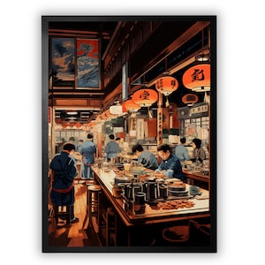 Noodle Night in Tokyo Poster, Ramen Noodles Print, Japanese Food, Tokyo Japan, A1 A2 A3 A4, Gifts, Japan Interior Print