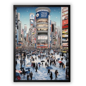 Póster de la sinfonía del cruce de Shibuya, impresión ukiyo-e de una ciudad japonesa, arte mural japonés, decoración urbana de paisajes urbanos, hogar, regalo para amigos, tamaño A1, A2, A3, A4