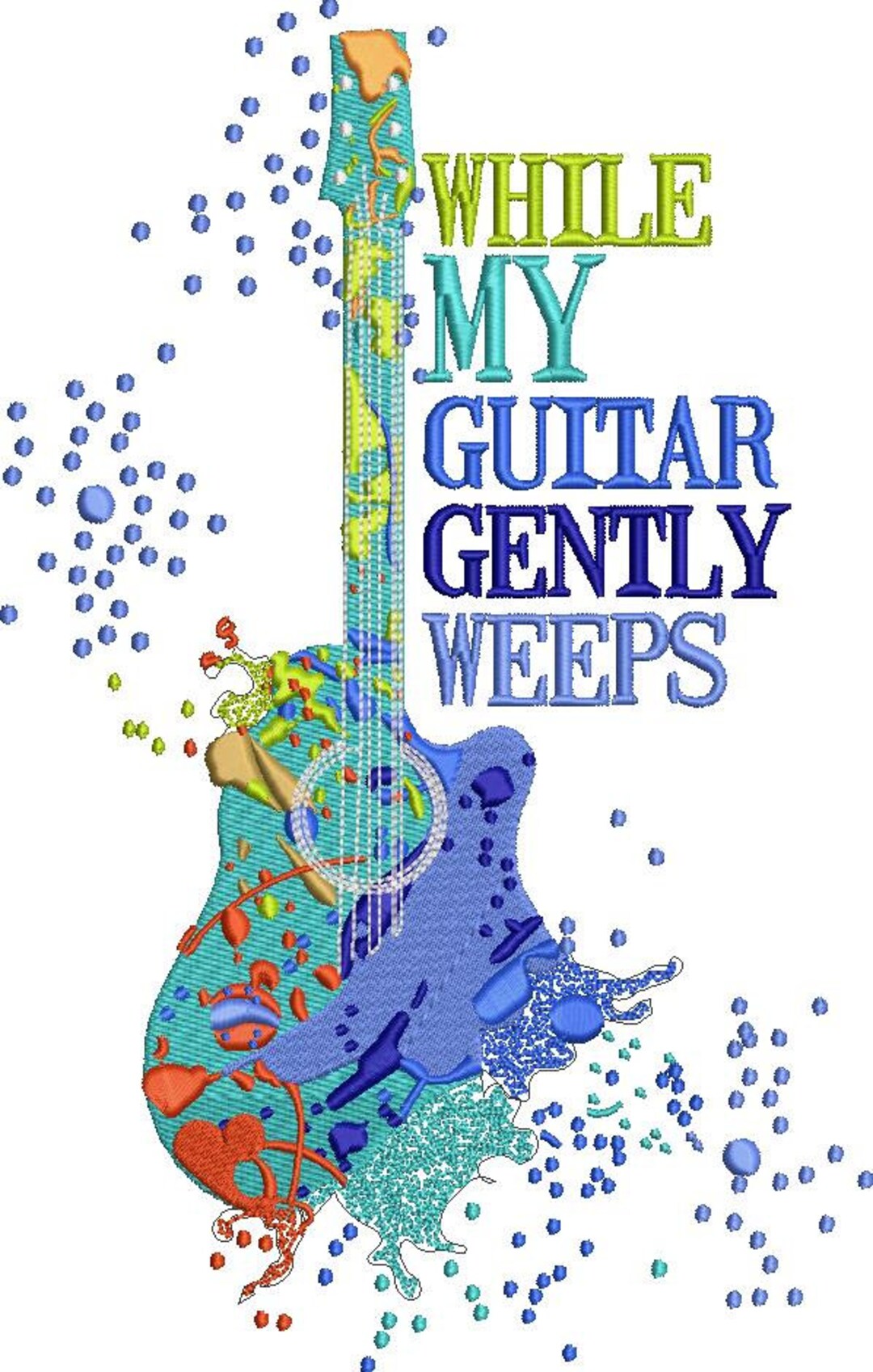 Strumming Serenity Guitar Embroidery Design Rhythm Thread Playful Art ...