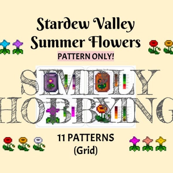 Fleurs d'été | Vallée de Stardew | Guide des motifs de quadrillage en pixels