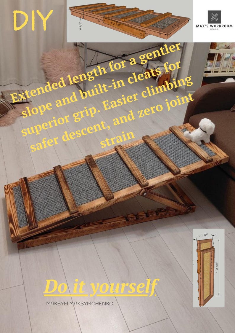 Maxi Ramp MAXI Model | DIY Adjustable/foldable Pet Ramp: Digital Plans (feet ...