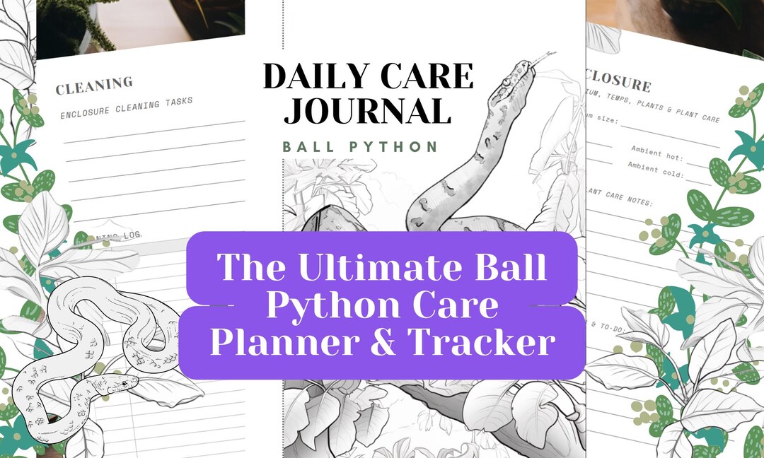Ball Python Care Diary, Reptile Logbook Calendar A5 & US Letter Paper ...