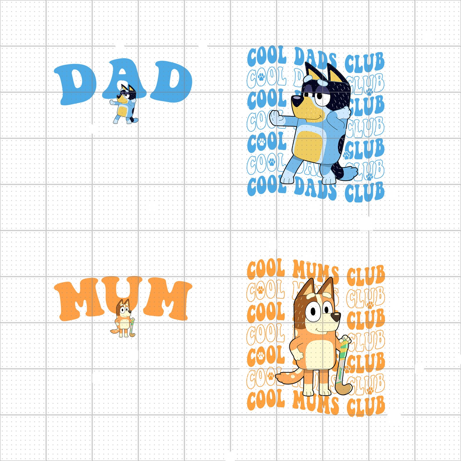 Bluey Dad Mum Family Bundle Png, Bluey Dancing Png, Bluey Cool Dad Mom ...